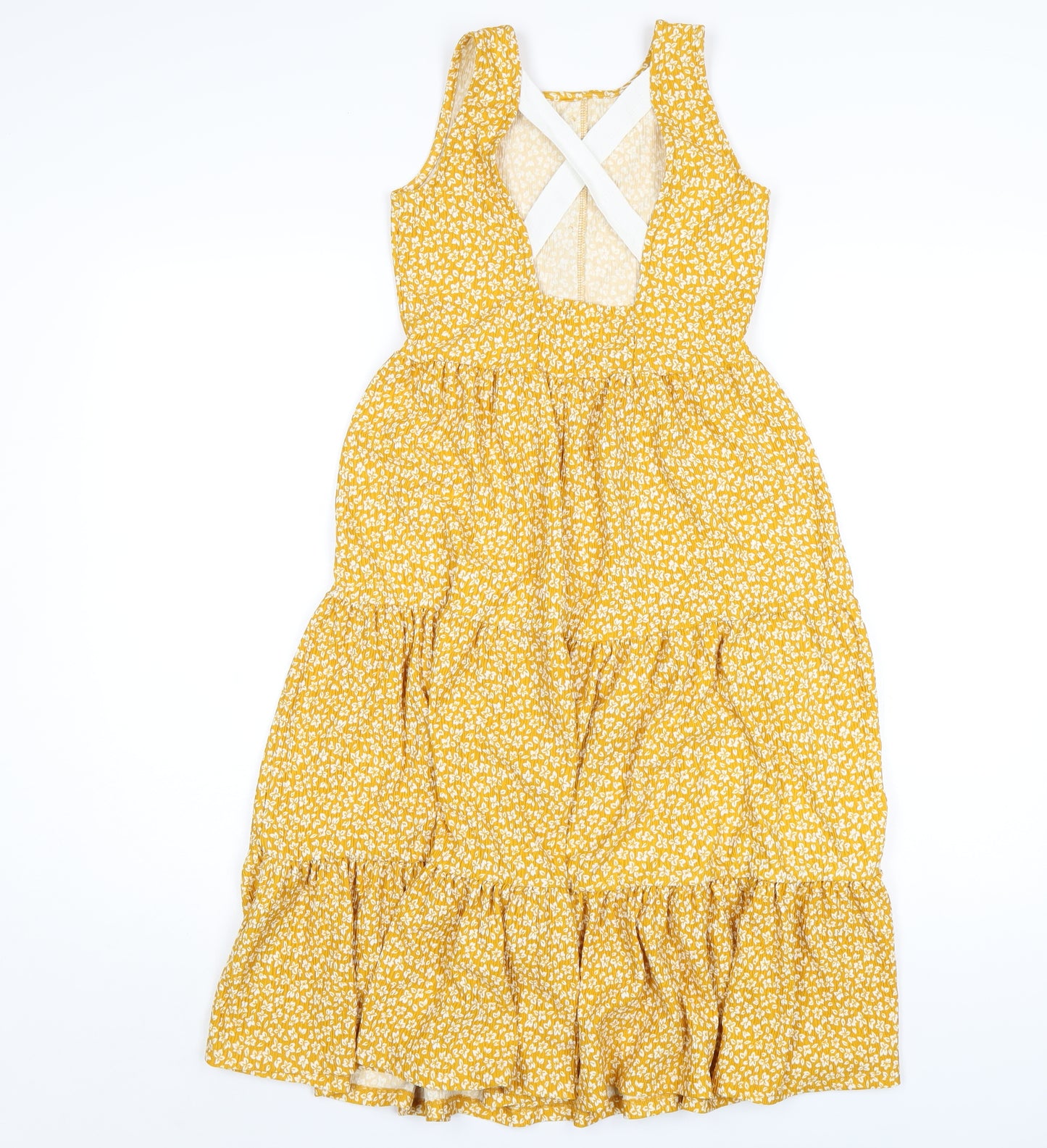 NEXT Girls Yellow Geometric Polyester A-Line Size 9 Years Scoop Neck Pullover