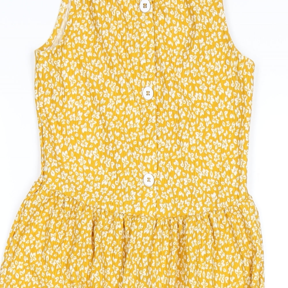 NEXT Girls Yellow Geometric Polyester A-Line Size 9 Years Scoop Neck Pullover