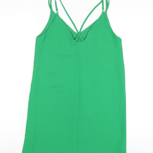 Topshop Womens Green Polyester A-Line Size 8 V-Neck Pullover