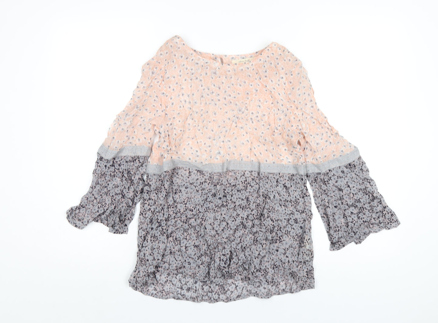 White Stuff Womens Multicoloured Geometric Viscose Basic T-Shirt Size 8 Round Neck