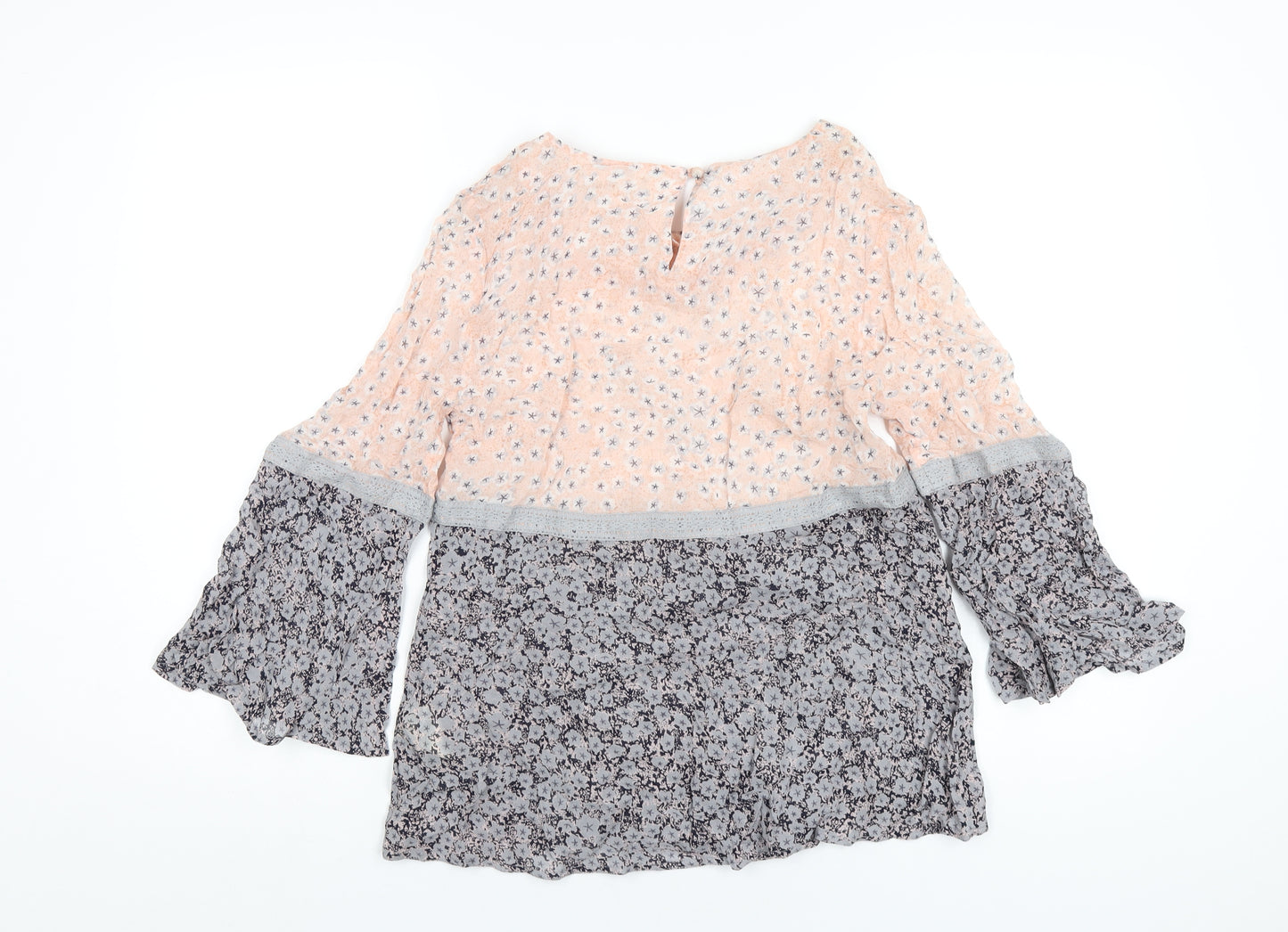 White Stuff Womens Multicoloured Geometric Viscose Basic T-Shirt Size 8 Round Neck