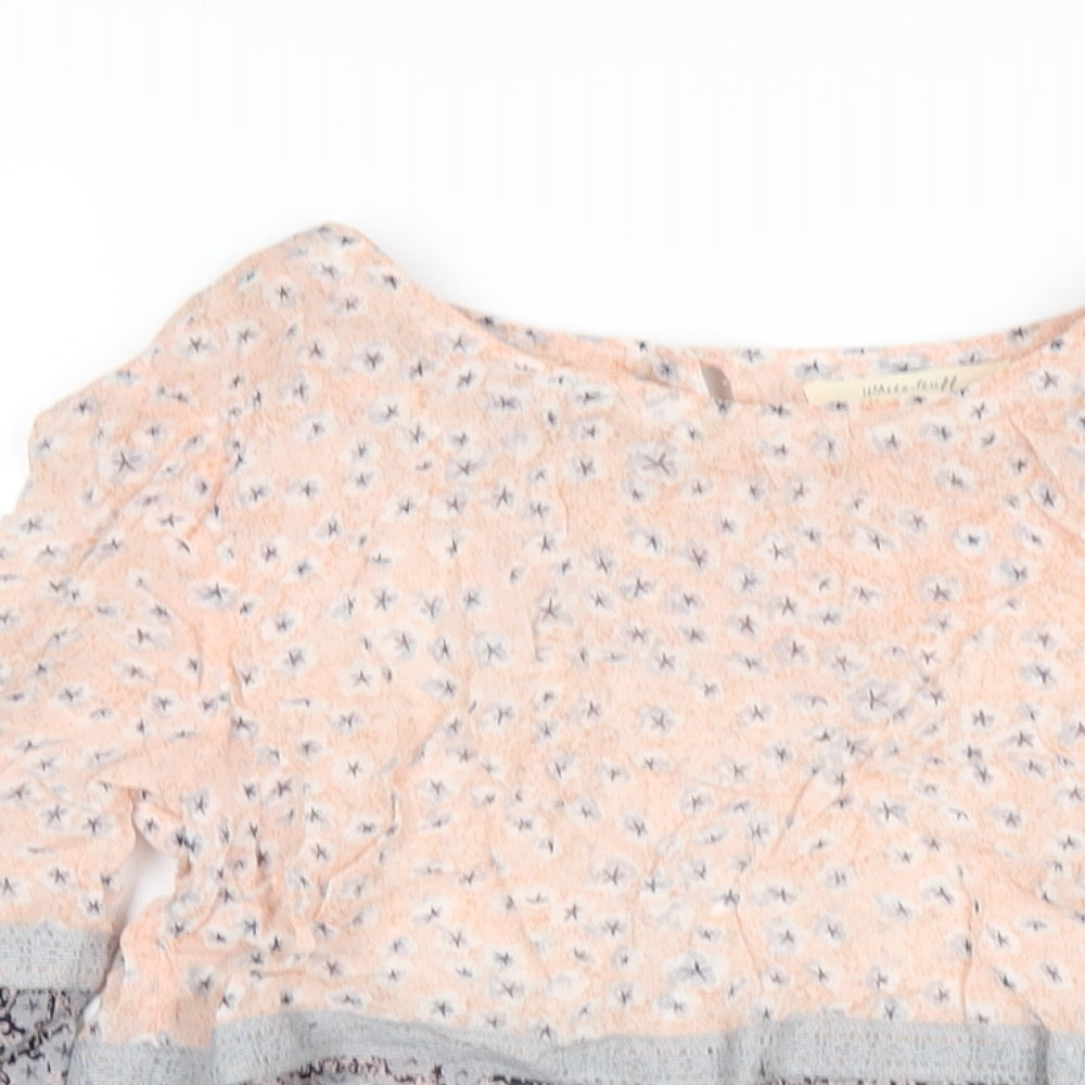 White Stuff Womens Multicoloured Geometric Viscose Basic T-Shirt Size 8 Round Neck