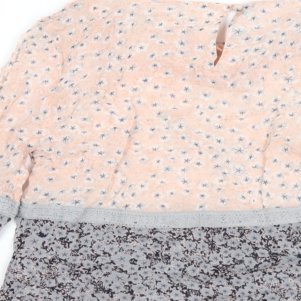 White Stuff Womens Multicoloured Geometric Viscose Basic T-Shirt Size 8 Round Neck