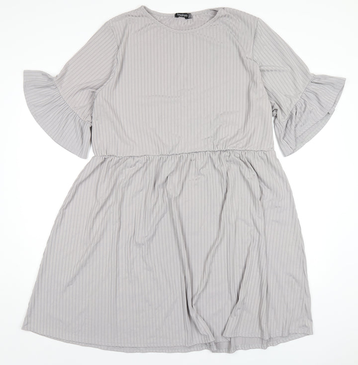 Boohoo Womens Grey Polyester A-Line Size 24 Round Neck Pullover