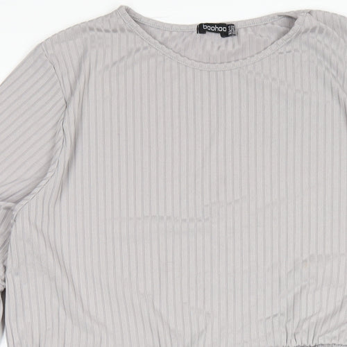 Boohoo Womens Grey Polyester A-Line Size 24 Round Neck Pullover