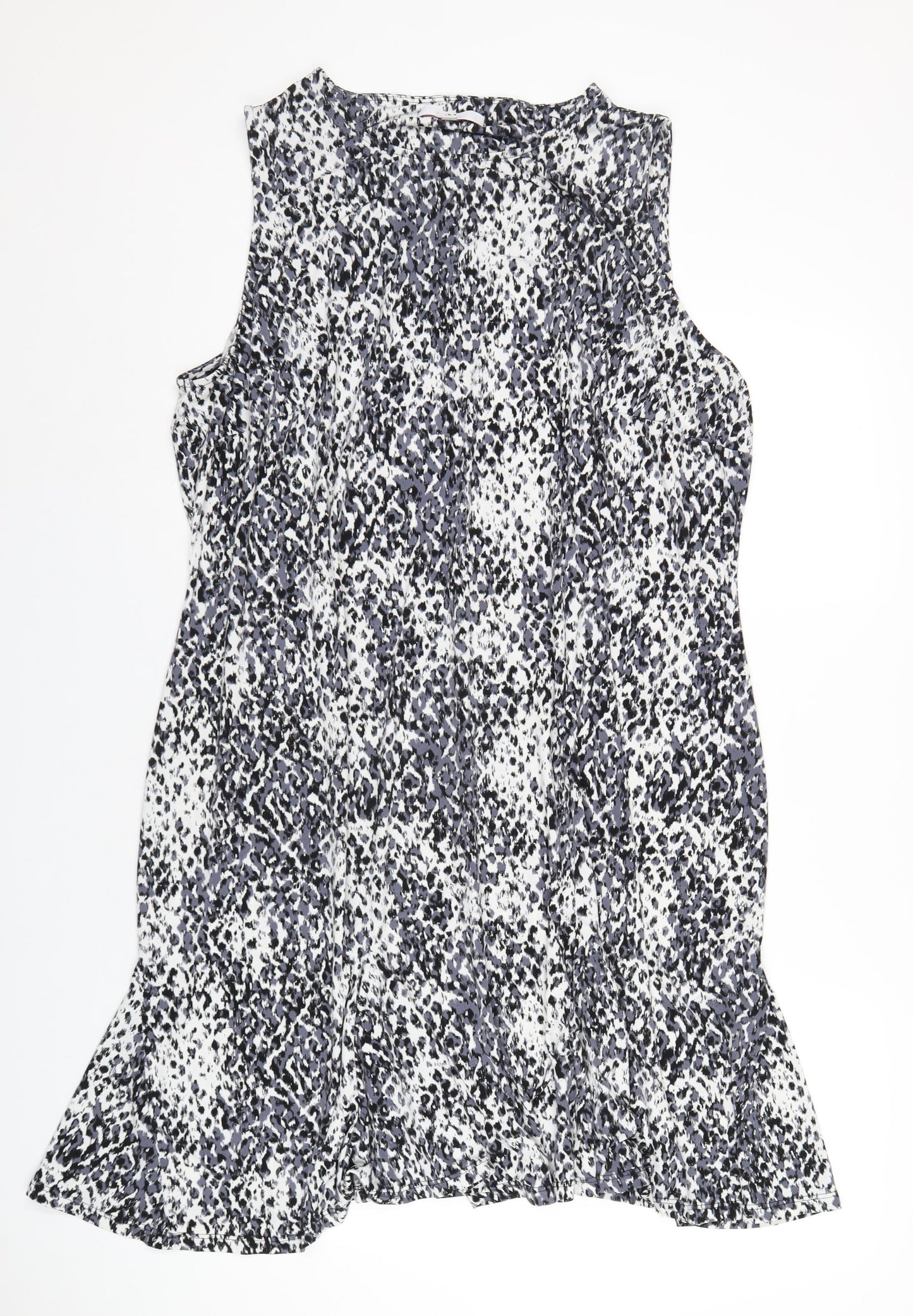 Julipa Womens Black Geometric Polyester A-Line Size 28 Round Neck Pullover