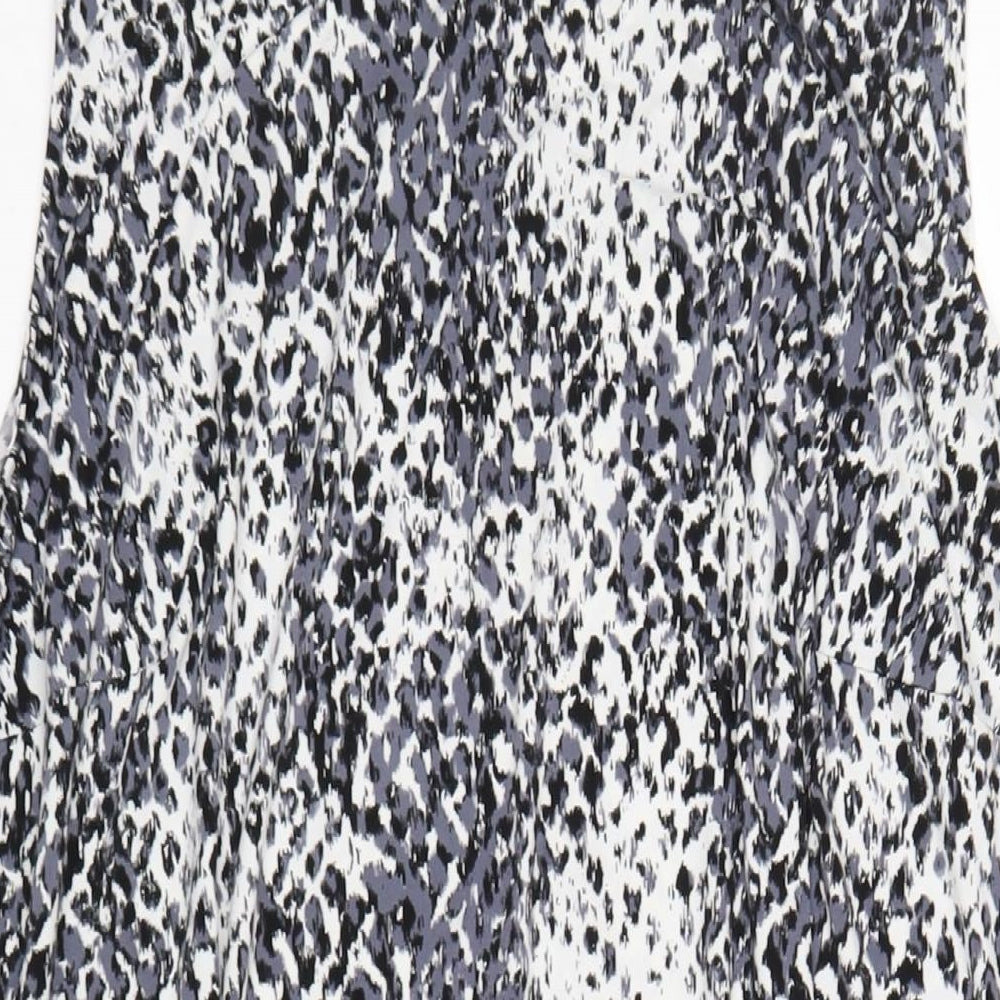 Julipa Womens Black Geometric Polyester A-Line Size 28 Round Neck Pullover