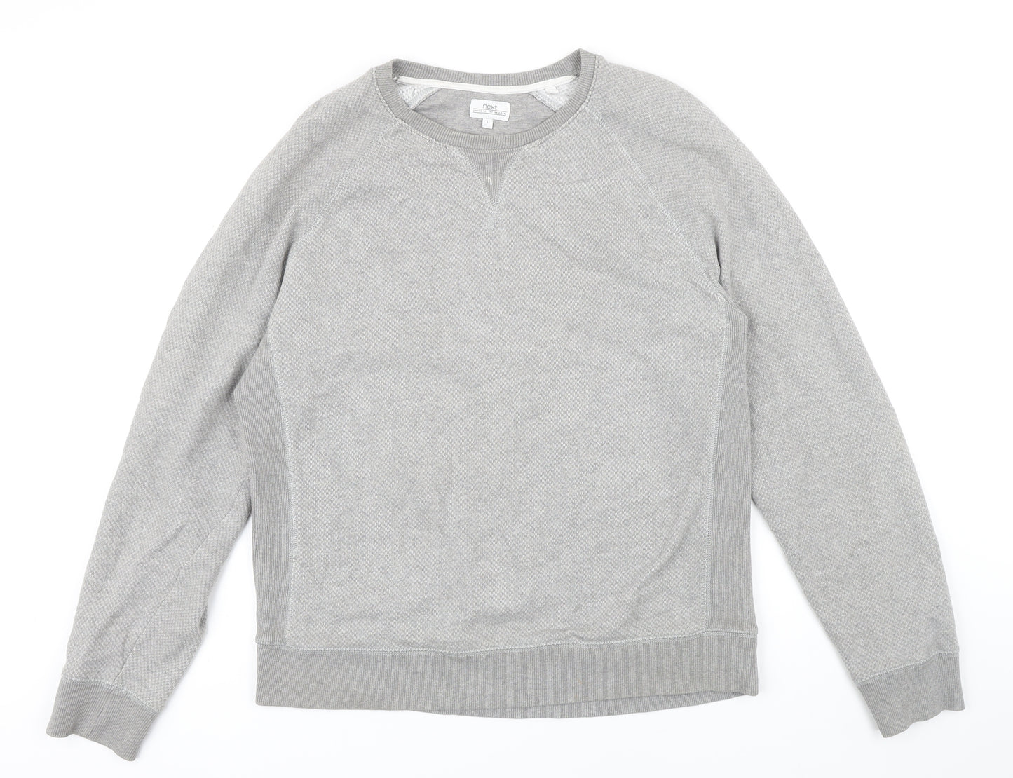 NEXT Mens Green Herringbone Cotton Pullover Sweatshirt Size M