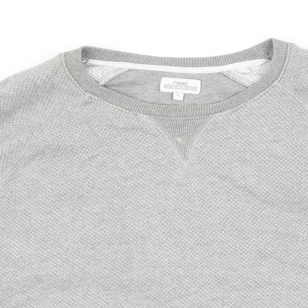 NEXT Mens Green Herringbone Cotton Pullover Sweatshirt Size M