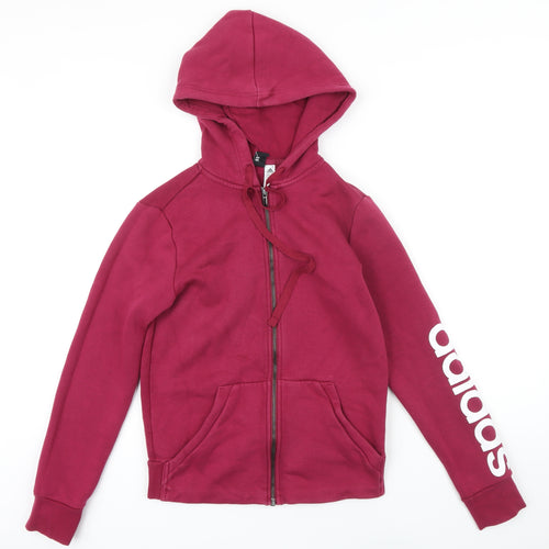 Addidas Womens Pink Polyester Full Zip Hoodie Size S Zip