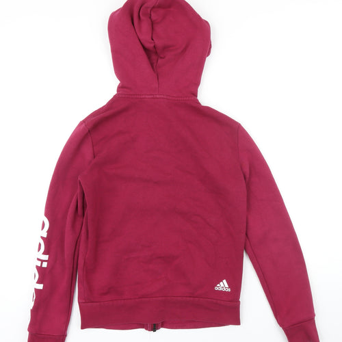 Addidas Womens Pink Polyester Full Zip Hoodie Size S Zip