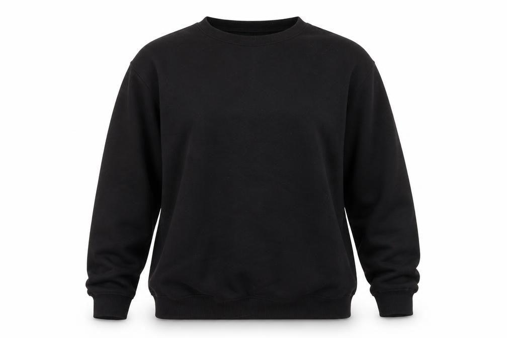 Front view of H&M women’s black polyester pullover sweatshirt, size M