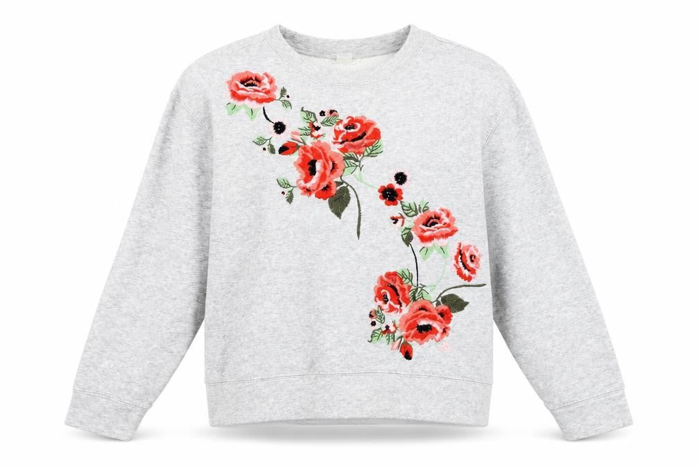 Front view of H&M` women’s green polycotton pullover sweatshirt one size