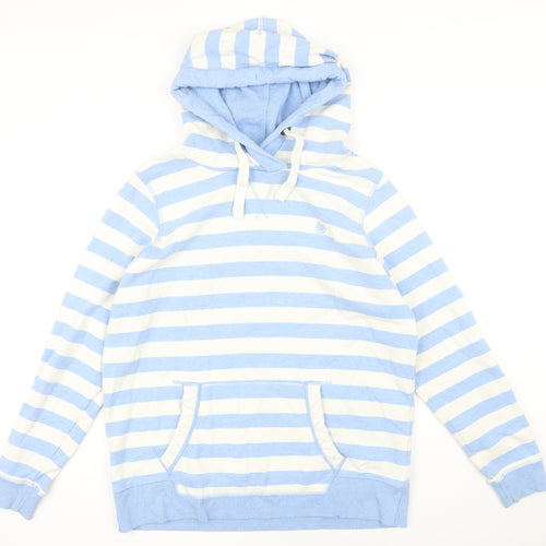 Fat Face Womens Blue Striped Cotton Pullover Hoodie Size 14