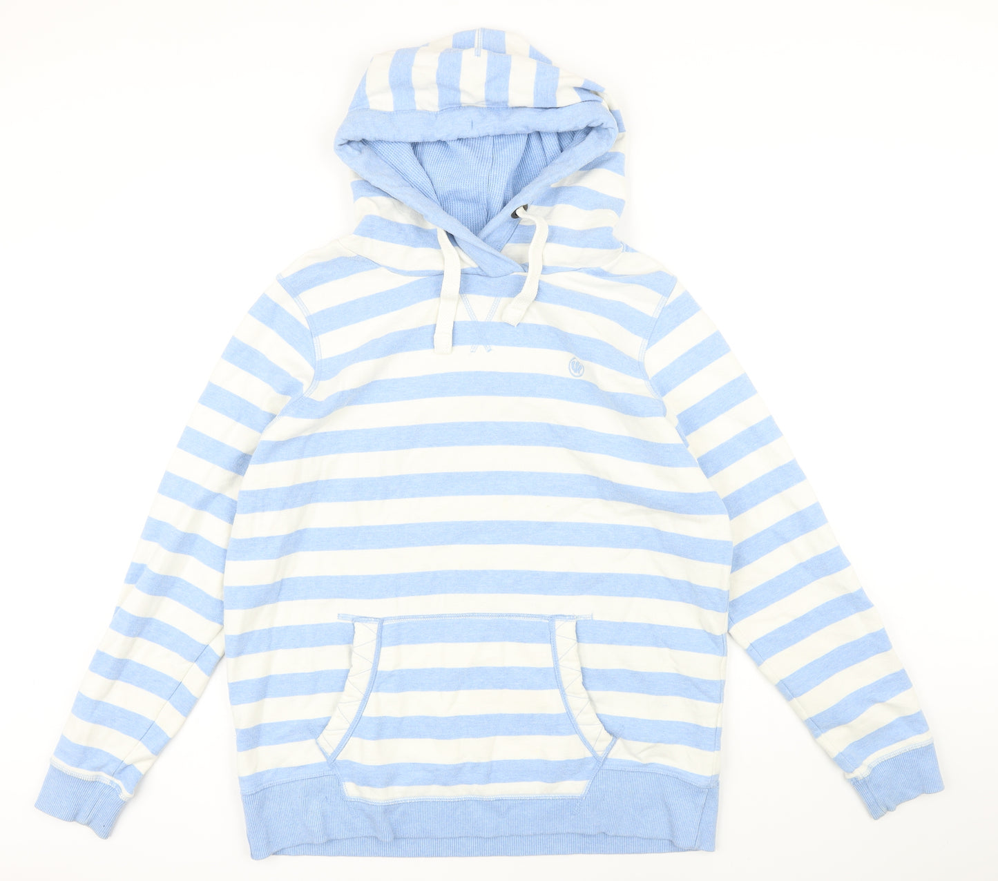 Fat Face Womens Blue Striped Cotton Pullover Hoodie Size 14