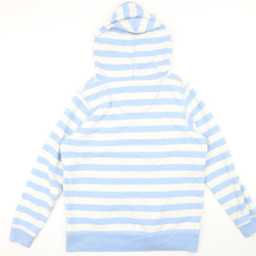Fat Face Womens Blue Striped Cotton Pullover Hoodie Size 14