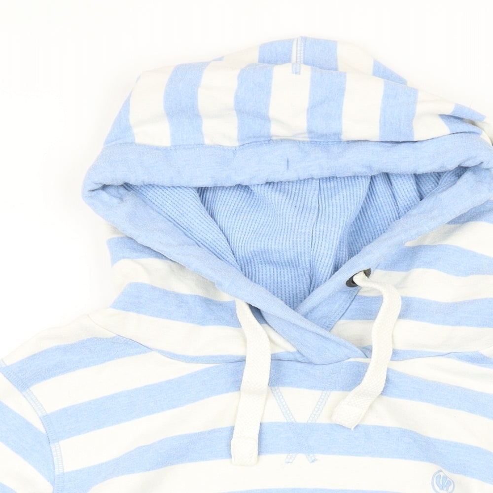 Fat Face Womens Blue Striped Cotton Pullover Hoodie Size 14