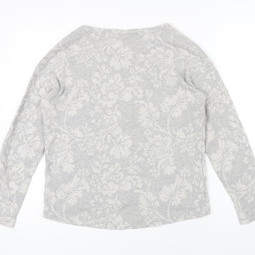 H&M Womens Grey Floral Polyester Pullover Sweatshirt Size S