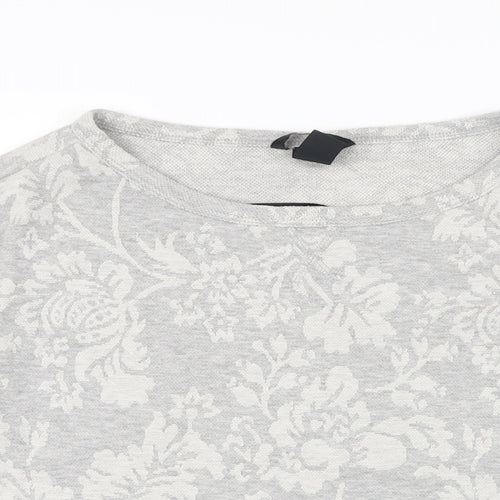 H&M Womens Grey Floral Polyester Pullover Sweatshirt Size S