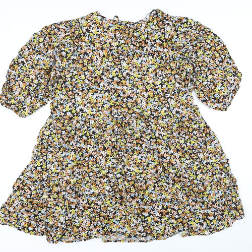 M&Co Womens Multicoloured Floral Viscose A-Line Size 16 Collared