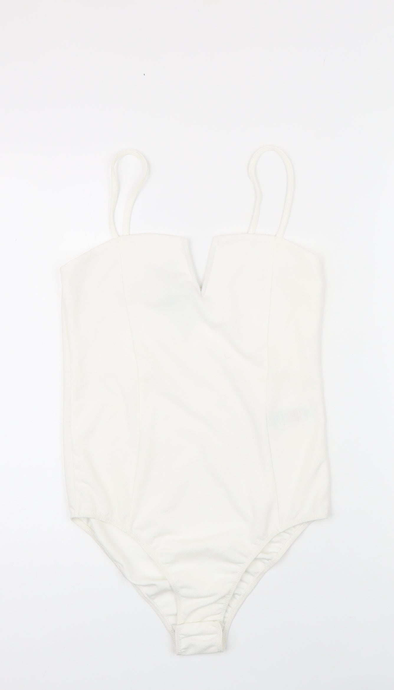 New Look Womens Ivory Polyester Bodysuit One-Piece Size 12