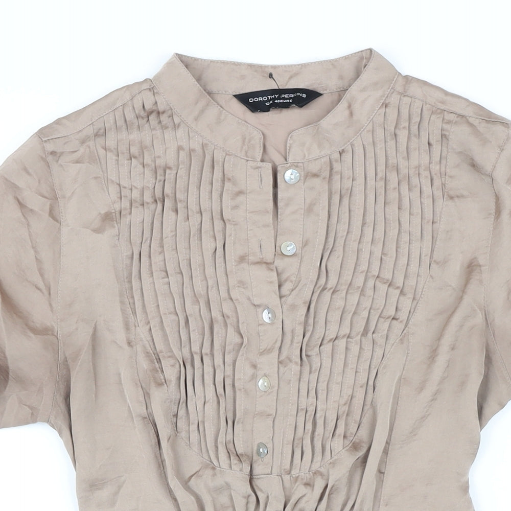 Dorothy Perkins Womens Beige Polyester Shirt Dress Size 12 Collared Button