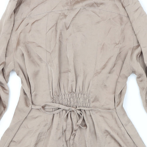 Dorothy Perkins Womens Beige Polyester Shirt Dress Size 12 Collared Button