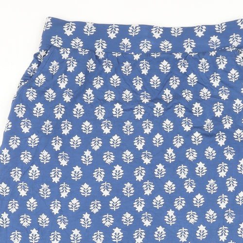 White Stuff Womens Blue Floral Polyester A-Line Skirt Size 8 - Elasticated waist