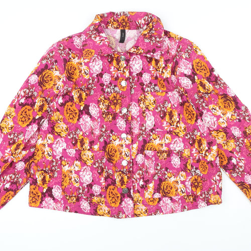 YAS Womens Multicoloured Floral Jacket Size M Button