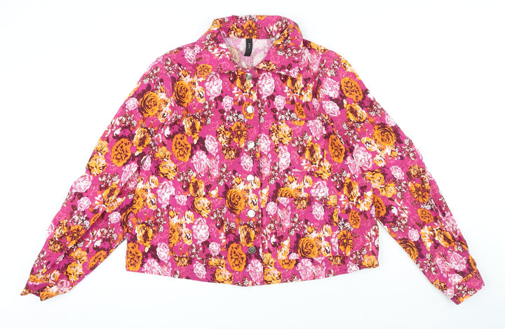 YAS Womens Multicoloured Floral Jacket Size M Button
