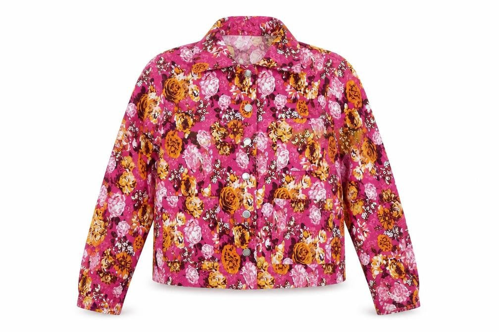 YAS Womens Multicoloured Floral Jacket Size M Button