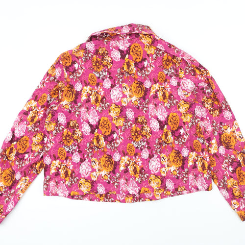 YAS Womens Multicoloured Floral Jacket Size M Button