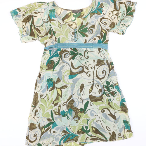 Fever Womens Multicoloured Floral Cotton A-Line Size 14 V-Neck Zip