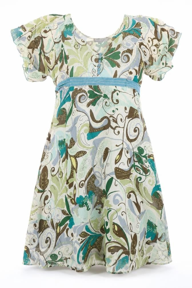 Front view of Fever women’s multicoloured floral cotton a-line, size UK 14, v-neck zip