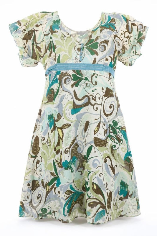 Front view of Fever women’s multicoloured floral cotton a-line, size UK 14, v-neck zip