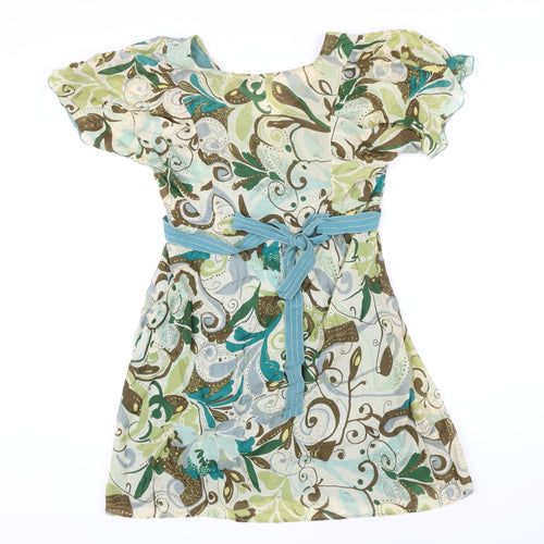 Fever Womens Multicoloured Floral Cotton A-Line Size 14 V-Neck Zip