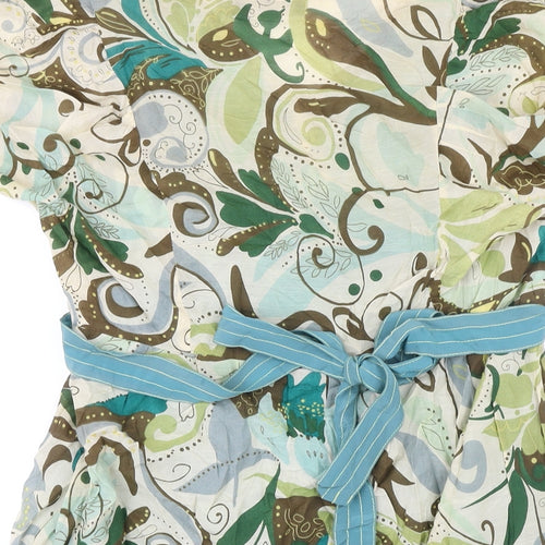 Fever Womens Multicoloured Floral Cotton A-Line Size 14 V-Neck Zip