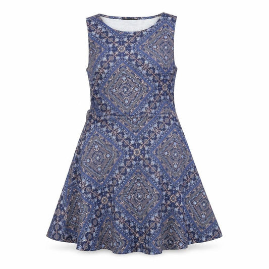Front view of New Look women’s multicoloured geometric polyester a-line, size UK 12, scoop neck