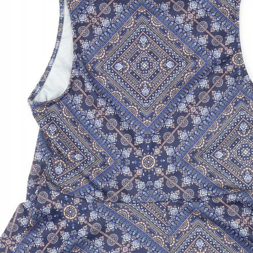 New Look Womens Multicoloured Geometric Polyester A-Line Size 12 Scoop Neck