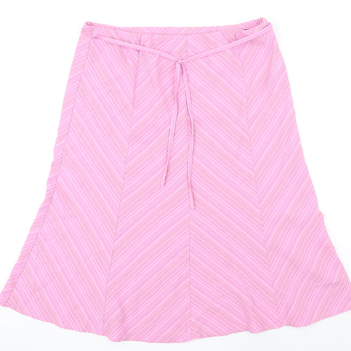 BM Womens Pink Striped Polyester A-Line Skirt Size 16 Zip