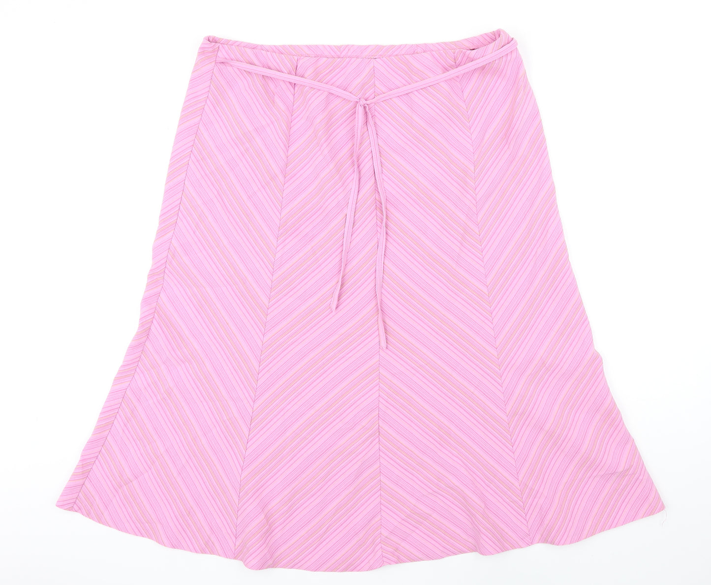 BM Womens Pink Striped Polyester A-Line Skirt Size 16 Zip