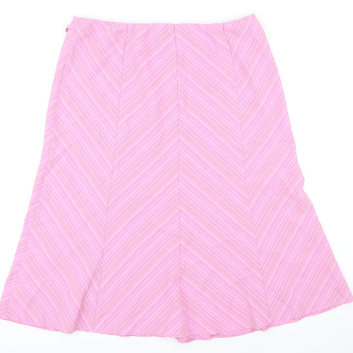 BM Womens Pink Striped Polyester A-Line Skirt Size 16 Zip