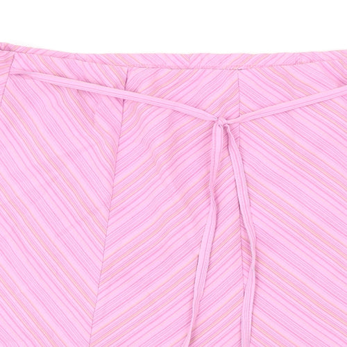 BM Womens Pink Striped Polyester A-Line Skirt Size 16 Zip