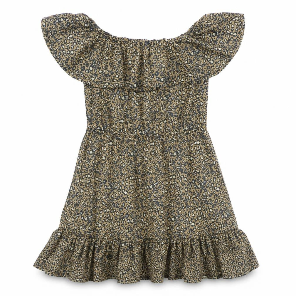 ASOS Womens Brown Animal Print Polyester A-Line Size 8 Off the Shoulder