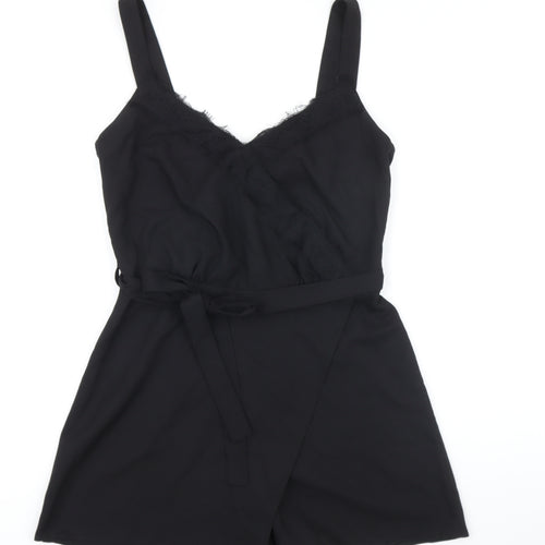 Miss Selfridge Womens Black Polyamide Playsuit One-Piece Size 10 Zip