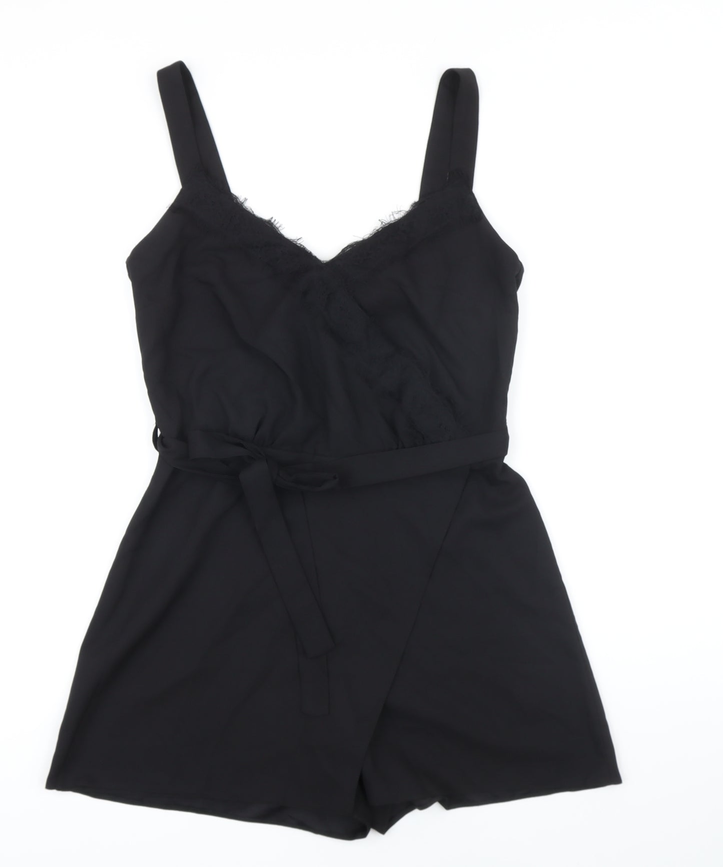 Miss Selfridge Womens Black Polyamide Playsuit One-Piece Size 10 Zip