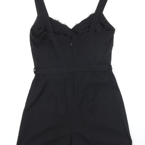 Miss Selfridge Womens Black Polyamide Playsuit One-Piece Size 10 Zip