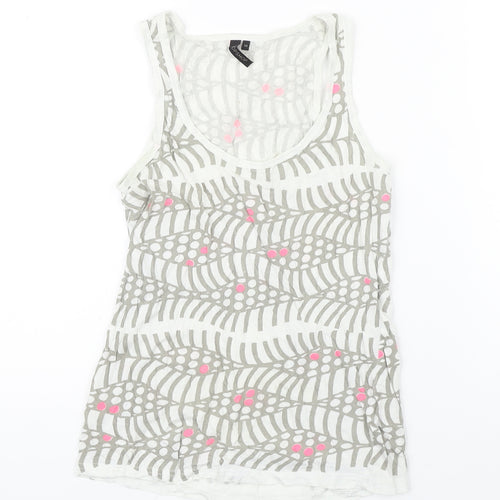 Top Shop Womens Multicoloured Geometric 100% Cotton Basic Tank Size 10 Scoop Neck