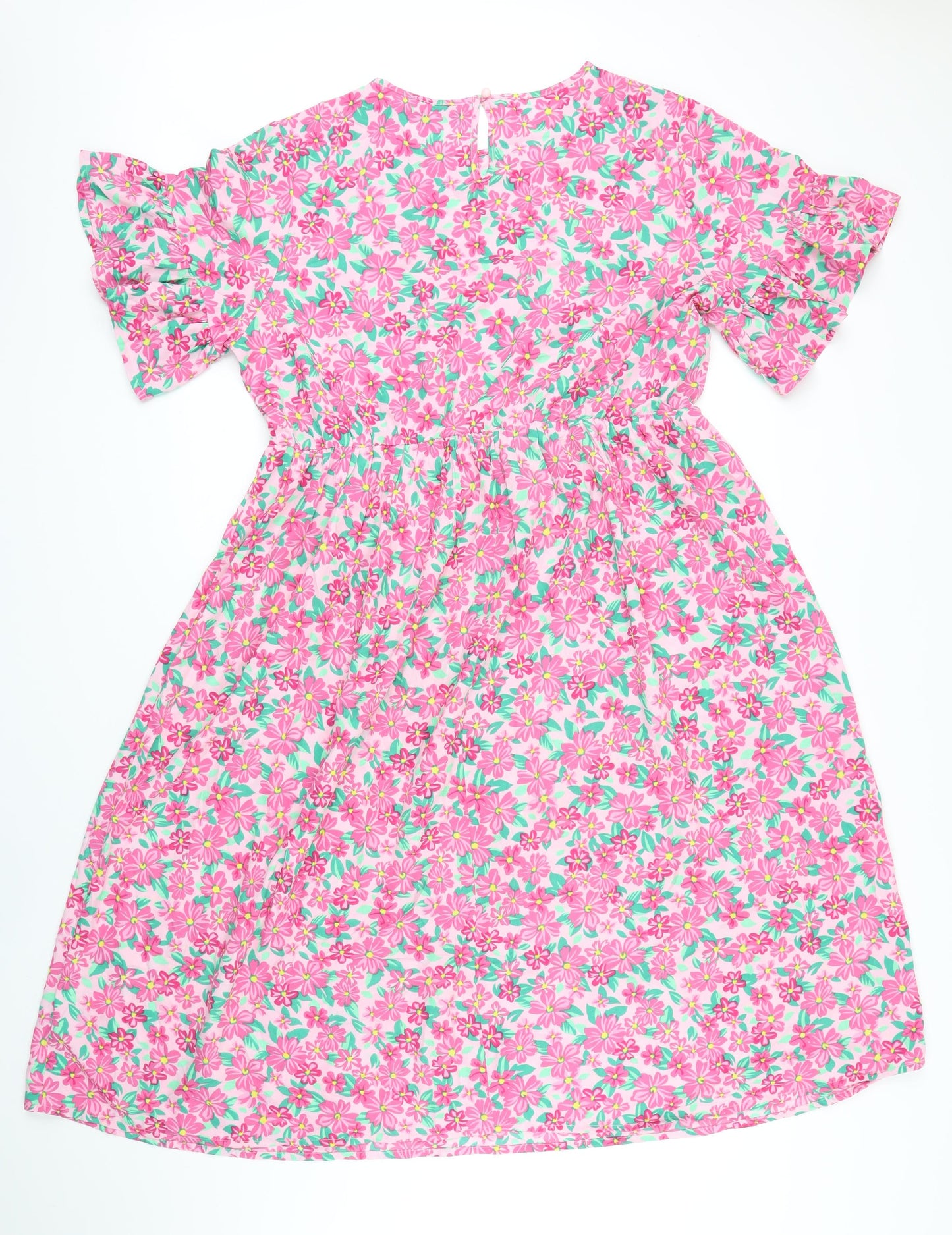 Boohoo Womens Multicoloured Floral Polyester A-Line Size 18 Roll Neck