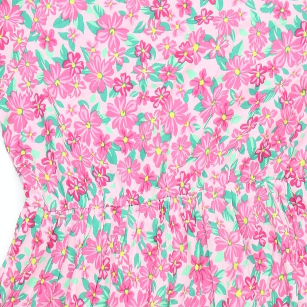 Boohoo Womens Multicoloured Floral Polyester A-Line Size 18 Roll Neck